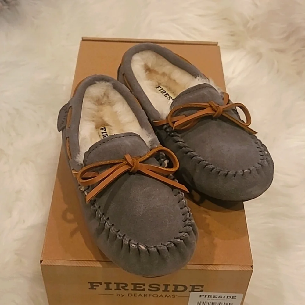 Fireside by Dearfoams Size 13 Kids Genuine Suede